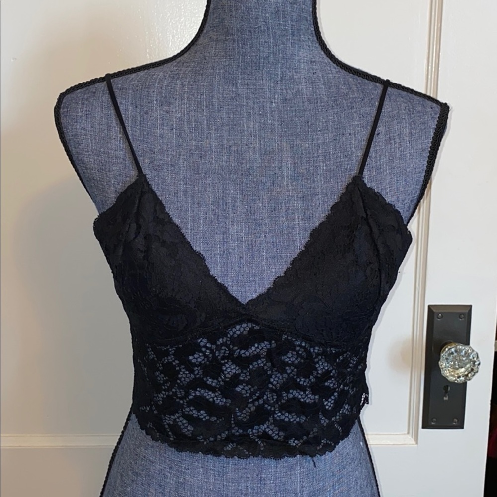 Black lace longline bralette